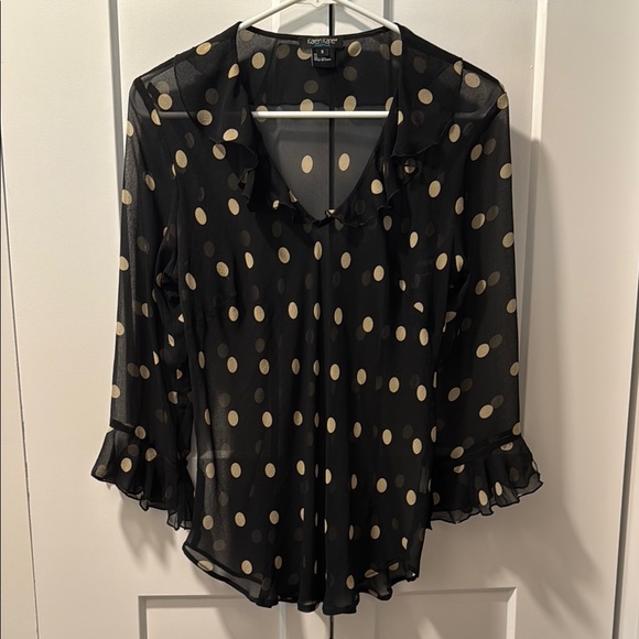 Karen Kane Tops - Karen Kane women's Black and Tan Ruffled Blouse Size S